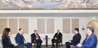 Avropa Ravvinləri Konfransının prezidenti Pinhas Qoldşmit Münxendə Prezident İlham Əliyevlə görüşündə