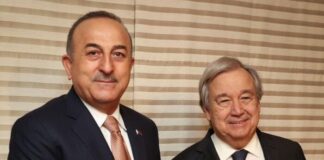 Türkiyənin xarici işlər naziri Mövlud Çavuşoğlu və BMT-nin Baş katibi Antoniu Quterreş