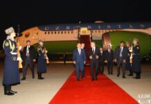 Özbəkistan Prezidenti Şavkat Mirziyoyev Azərbaycana səfərə gəlib