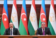 Azərbaycan və Tacikistan prezidentləri mətbuata bəyanatlarla çıxış ediblər Aprelin 5-də Azərbaycan Respublikasının Prezidenti İlham Əliyev və Tacikistan Respublikasının Prezidenti Emoməli Rəhmon mətbuata bəyanatlarla çıxış ediblər