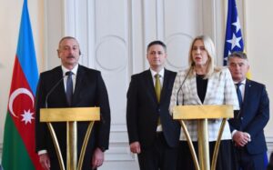 Azərbaycan Prezidenti İlham Əliyev və Bosniya və Herseqovinanın Rəyasət Heyətinin Sədri Jelka Tsviyanoviç mətbuata bəyanatlarla çıxış ediblər