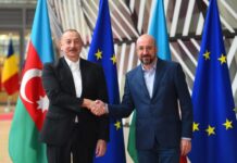 Brüsseldə işgüzar səfərdə olan Azərbaycan Respublikasının Prezidenti İlham Əliyevin mayın 14-də Avropa İttifaqı Şurasının Prezidenti Şarl Mişel ilə görüşü olub