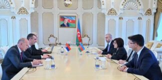Parlamentin sədri Sahibə Qafarova Milli Məclisin Ümummilli Lider Heydər Əliyevin 100 illiyinə həsr olunan xüsusi iclasında iştirak etmək məqsədilə ölkəmizdə səfərdə olan Serbiya Milli Assambleyasının sədri Vladimir Orliçlə görüşüb