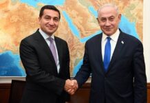 İsrailin Baş naziri Binyamin Netanyahu və Azərbaycan Prezidentinin köməkçisi - Prezident Administrasiyasının Xarici siyasət məsələləri şöbəsinin müdiri Hikmət Hacıyev arasında görüş baş tutub