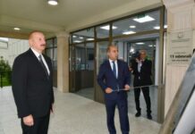 Prezident İlham Əliyev Xırdalan şəhər 11 nömrəli tam orta məktəbin yeni binasının açılışında iştirak edib