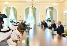 Prezident İlham Əliyev Birləşmiş Ərəb Əmirliklərinin sənaye və qabaqcıl texnologiyalar nazirinin başçılıq etdiyi nümayəndə heyətini qəbul edib Prezident İlham Əliyev Birləşmiş Ərəb Əmirliklərinin sənaye və qabaqcıl texnologiyalar nazirinin başçılıq etdiyi nümayəndə heyətini qəbul edib