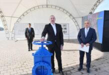 Prezident İlham Əliyev Neftçala şəhərinin içməli su təchizatı sistemlərinin istismara verilməsi tədbirində iştirak edib Prezident İlham Əliyev Neftçala şəhərinin içməli su təchizatı sistemlərinin istismara verilməsi tədbirində iştirak edib