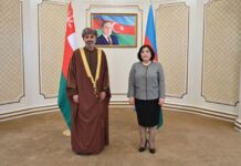 Sahibə Qafarova omanlı həmkarını azad olunmuş ərazilərimizdəki quruculuq işləri barədə məlumatlandırıb Milli Məclisin sədri Sahibə Qafarova Asiya Parlament Assambleyasının (APA) 14-cü plenar sessiyasında iştirak etmək üçün ölkəmizdə səfərdə olan Oman Sultanlığının Şura Məclisinin sədri Şeyx Xalid İbn Hilal Əl-Muavvali ilə görüşüb