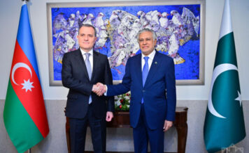 Azərbaycan terrorla mübarizədə daim Pakistanın yanındadır Pakistan İslam Respublikasında səfərdə olan Azərbaycan Respublikasının xarici işlər naziri Ceyhun Bayramov ilə bu ölkənin Baş nazirinin müavini və xarici işlər naziri Məhəmməd İshaq Dar arasında görüş keçirilib