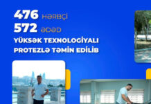 Postmüharibə dövründə 476 hərbçi 572 ədəd yüksək texnologiyalı protezlə təmin edilib yüksək texnologiyalı protez