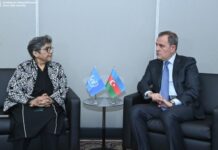 Azərbaycan və BMT arasında əməkdaşlıq müzakirə edilib Azərbaycan xarici işlər naziri Ceyhun Bayramov BMT Baş Assambleyasının 79-cu sessiyası çərçivəsində BMT Baş katibinin müavini və ən az inkişaf etmiş ölkələr, dənizə çıxışı olmayan inkişaf etməkdə olan ölkələr və inkişaf etməkdə olan kiçik ada dövlətləri üzrə ali nümayəndəsi Rabab Fatimə ilə görüşüb