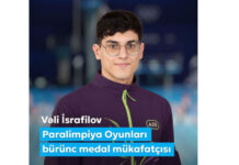 Birinci vitse-prezident Mehriban Əliyeva Paralimpiya Oyunlarında bürünc medal qazanan Vəli İsrafilovu təbrik edib paraüzgüçüsü Vəli İsrafilov