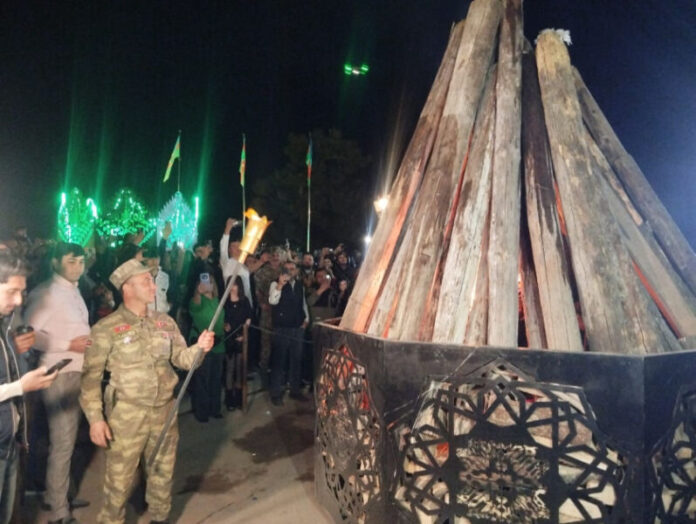 Xankəndidə Novruz tonqalı alovlandırılıb