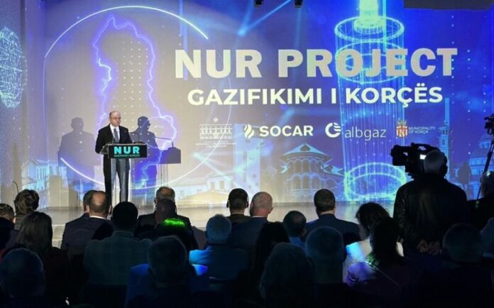 Energetika naziri Pərviz Şahbazov Albaniyanın Korça şəhərinin qazlaşdırma layihəsi-Nur layihəsinin təqdimatına həsr olunmuş tədbirdə