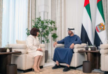 Sahibə Qafarova BƏƏ-nin Prezidenti Şeyx Məhəmməd bin Zayed Al Nəhyanla görüşüb Milli Məclisin sədri Sahibə Qafarova rəsmi səfəri çərçivəsində Birləşmiş Ərəb Əmirliklərinin Prezidenti Şeyx Məhəmməd bin Zayed Al Nəhyan ilə görüşüb