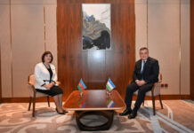 Milli Məclisin sədri Özbəkistan Ali Məclisinin Qanunverici Palatasının sədri ilə görüşüb İyunun 11-də Milli Məclisin sədri Sahibə Qafarova Astanada Türk Dövlətləri Parlament Assambleyasının XIV plenar iclası çərçivəsində Özbəkistan Respublikası Ali Məclisinin Qanunverici Palatasının sədri Nurdinjon İsmoilov ilə görüşüb