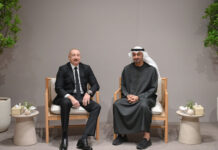 Azərbaycan Prezidenti İlham Əliyev Əbu-Dabidə Birləşmiş Ərəb Əmirliklərinin Prezidenti ilə görüşüb, bir sıra tədbirlərdə iştirak edib Əbu-Dabidə Azərbaycan Respublikasının Prezidenti İlham Əliyevin Birləşmiş Ərəb Əmirliklərinin Prezidenti Şeyx Məhəmməd bin Zayed Al Nəhyan ilə görüşü