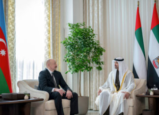 Prezident İlham Əliyevin Əbu-Dabidə Birləşmiş Ərəb Əmirliklərinin Prezidenti ilə görüşü olub Azərbaycan Respublikasının Prezidenti İlham Əliyevin fevralın 2-də Əbu-Dabidə Birləşmiş Ərəb Əmirliklərinin (BƏƏ) Prezidenti Şeyx Məhəmməd bin Zayed Al Nəhyanla görüşü olub