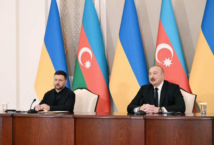 Aprelin 25-də Qəbələdə Azərbaycan Respublikasının Prezidenti İlham Əliyev və Ukrayna Prezidenti Volodimir Zelenski mətbuata bəyanatlarla çıxış ediblər Aprelin 25-də Qəbələdə Azərbaycan Respublikasının Prezidenti İlham Əliyev və Ukrayna Prezidenti Volodimir Zelenski mətbuata bəyanatlarla çıxış ediblər